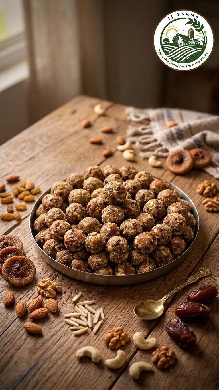 Natural Sugar-Free Dry Fruit Ladoo | Khajur & Anjeer Energy Balls (No Added Sugar, Honey or Jaggery)